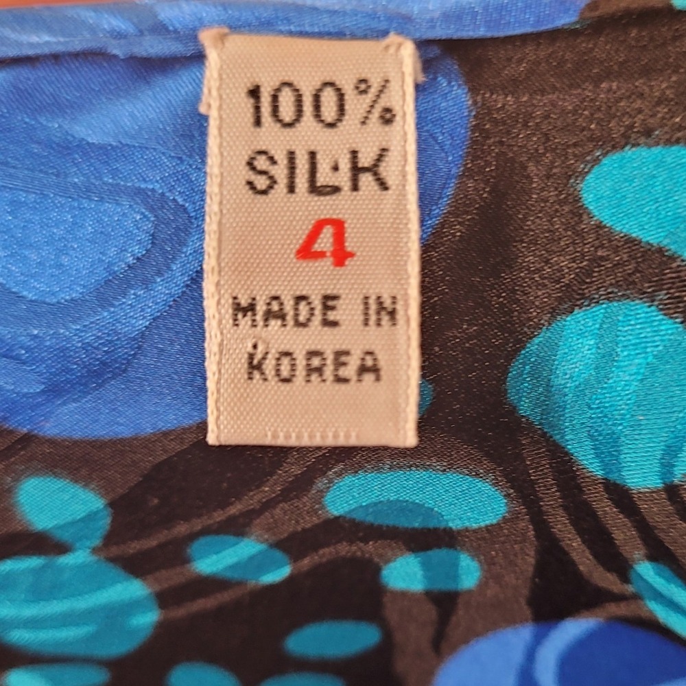 Vintage 80s Silk Abstract Art Skirt Set Blue Jacquard‎ M 10 Tracksuit Maximalist - Picture 3 of 8